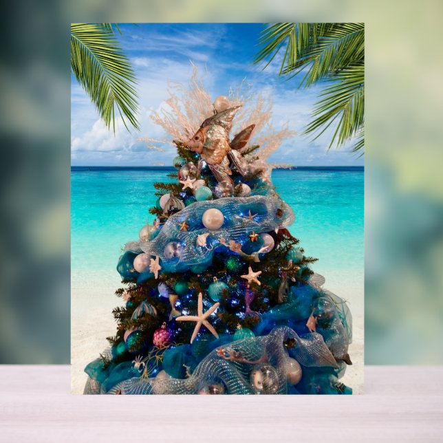 Señal Acrílica Árbol de feriados tropical de playa para Navidades (Neutral )