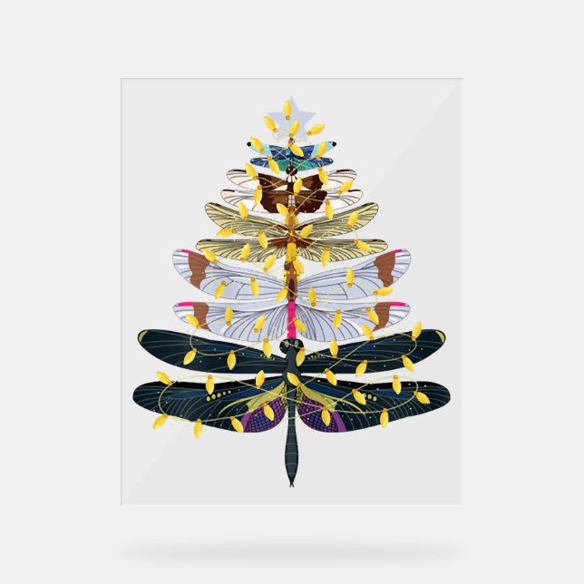 Señal Acrílica Árbol de Navidad de la libélula (Anverso)