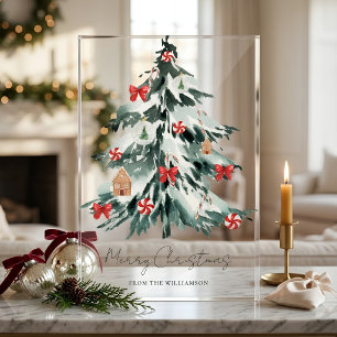 Señal Acrílica Árbol de Navidad en Acuarela Personalizado