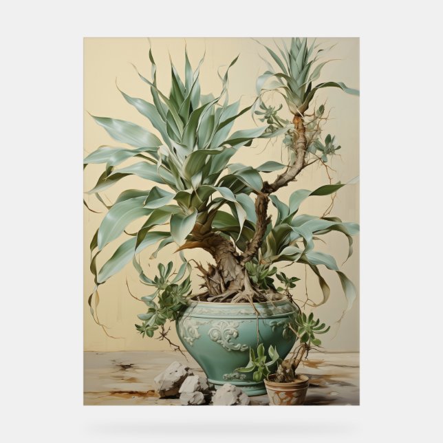 Señal Acrílica Árbol Dragón - Floral Impasto (Anverso)