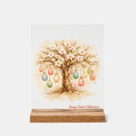 Señal Acrílica Árbol florecido caprichoso personalizable con huev