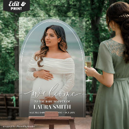 Señal Acrílica Arco Acrílico Personalizado para Baby Shower con F