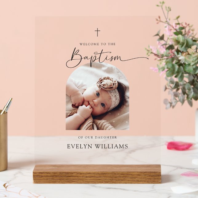 Señal Acrílica Arco fotográfico bautizo minimalista Bienvenida al (Subido por el creador)