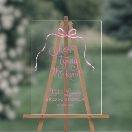 Señal Acrílica Arco Nupcial de Ducha de Novia con Lazo Rosa Senci