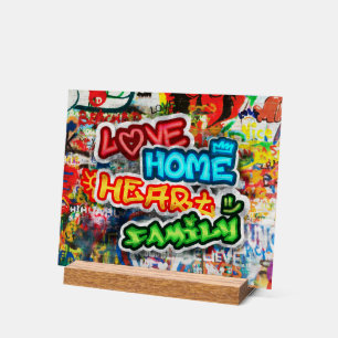 Señal Acrílica Arte Callejero Graffiti de Amor Hogar Corazón Colo