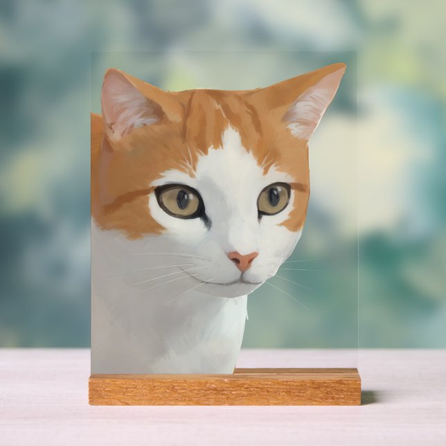Señal Acrílica Arte de gato ginger adorable (Neutral )