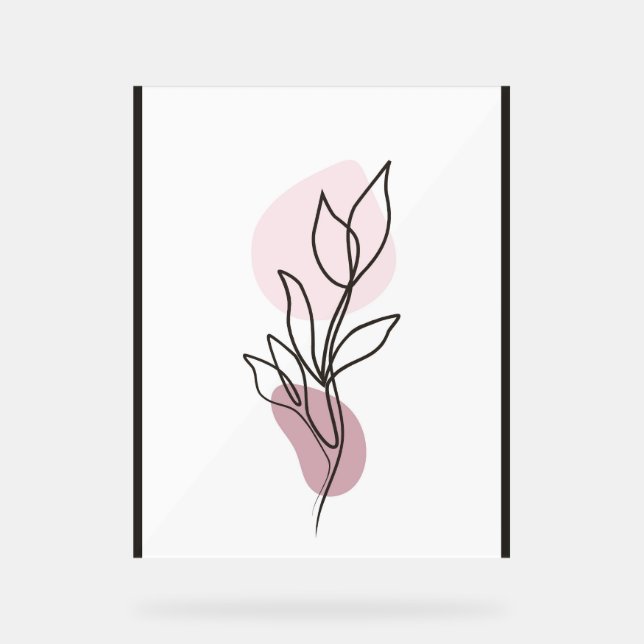Señal Acrílica Arte de línea de flores (Anverso)