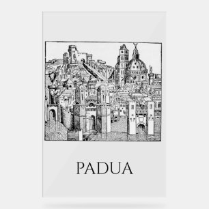 Señal Acrílica Arte de línea del paisaje urbano medieval minimali