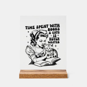 Señal Acrílica Arte de palabras de amante de los gatos de Retro L