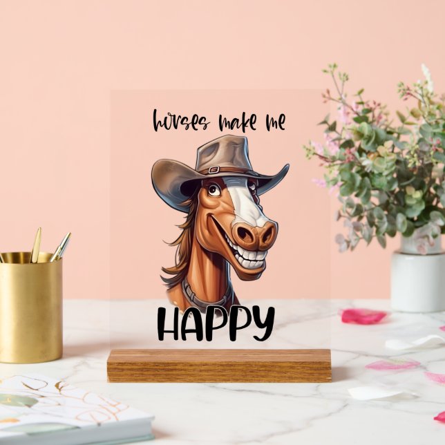 Señal Acrílica Arte de palabras de caballo alegre (Boda)