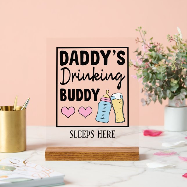 Señal Acrílica Arte de palabras del compañero de bebida de Papá e (Boda)