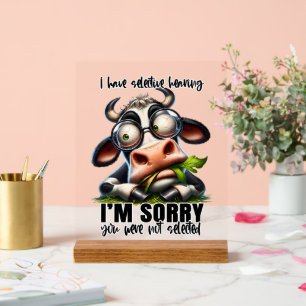 Señal Acrílica Arte de palabras divertidas para vacas auditivas