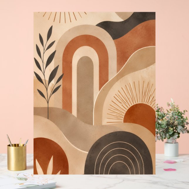 Señal Acrílica Arte de pared abstracto tono tierra boho (Boda)