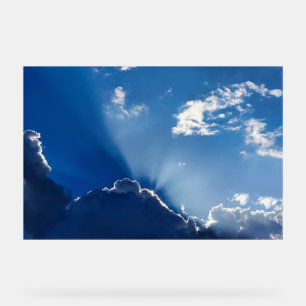 Señal Acrílica Arte de pared de rayos de sol cielo azul minimalis