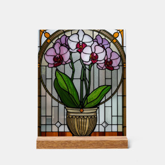 Señal Acrílica Arte de pared de vidrio tintado acrílico Orquídea