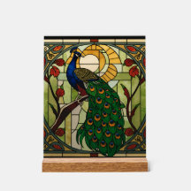 Arte de pared de vidrio tintado acrílico Peacock N