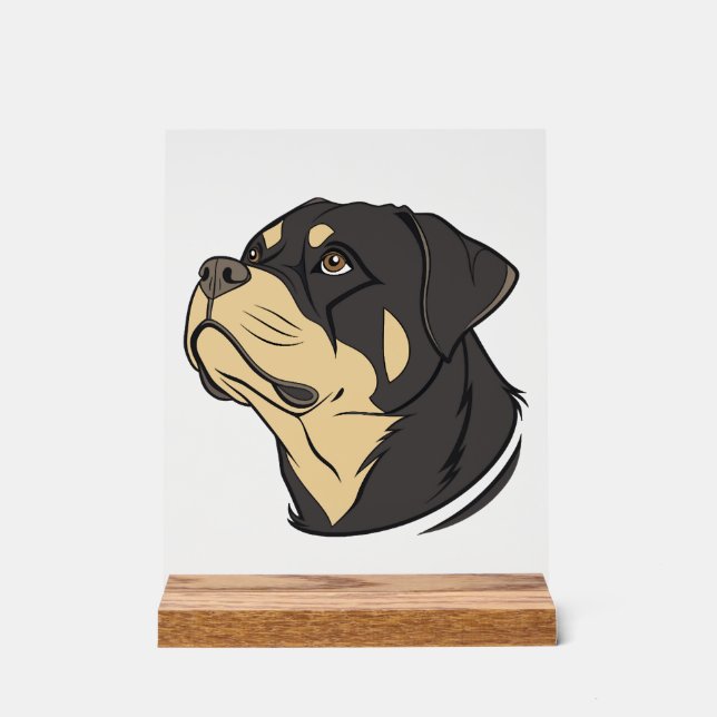 Señal Acrílica Arte de perro Rottweiler (Anverso)