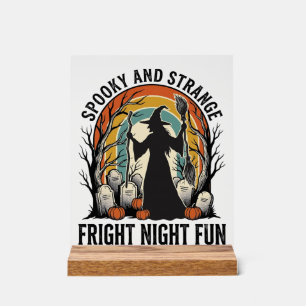 Señal Acrílica Arte de Silueta de Cementerio de Halloween Bruja V