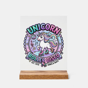 Señal Acrílica Arte de Unicorn Roller Disco POD Listo para Market