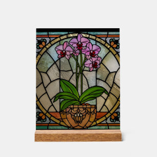 Señal Acrílica Arte Floral Art Nouveau en Acrílico Vidrio Pintado