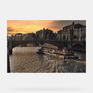 Señal Acrílica Arte mural del río París Paisaje urbano Escena al