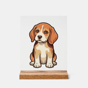 Señal Acrílica Arte vectorial de cachorro de Beagle grabado vinta