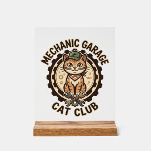Señal Acrílica Arte vectorial de gato de garaje mecánico - Gara m