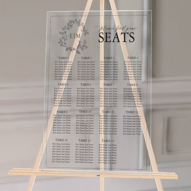 Señal Acrílica Asiento del Boda Monograma del Escudo de la Marina (Wedding Seating Chart!
)