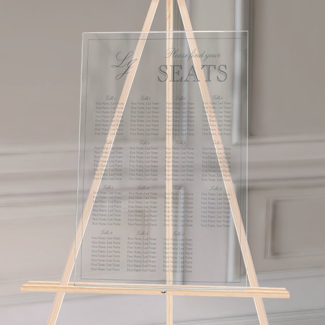 Señal Acrílica Asiento moderno con Boda de guiones de monograma a (Wedding Seating Chart!
)