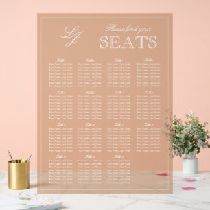 Señal Acrílica Asiento moderno de Boda con guión de monograma de