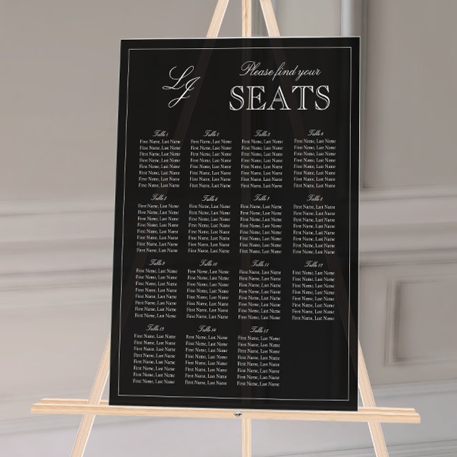 Señal Acrílica Asiento moderno de Boda de guiones de monograma bl (Wedding Seating Chart!
)
