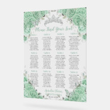 Asiento Quinceañera Mint Green Floral Silver