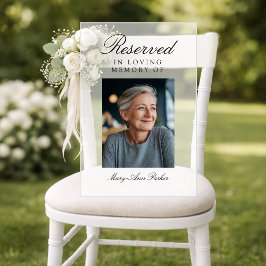 Señal Acrílica Asiento Reservado Elegante Foto Boda Memorial