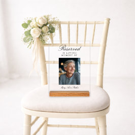 Señal Acrílica Asiento Reservado Elegante Foto Boda Memorial
