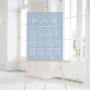 Señal Acrílica Asientos de boda Chic 12 Mesa Azul Polvoriento Hel