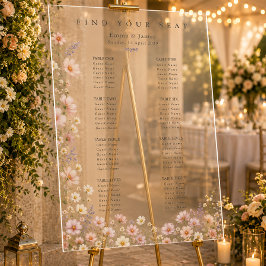 Señal Acrílica Asientos de Boda de Flores Silvestres Caprichosas