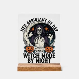 Señal Acrílica Asistente Médico Bruja de Halloween Grabado Vintag