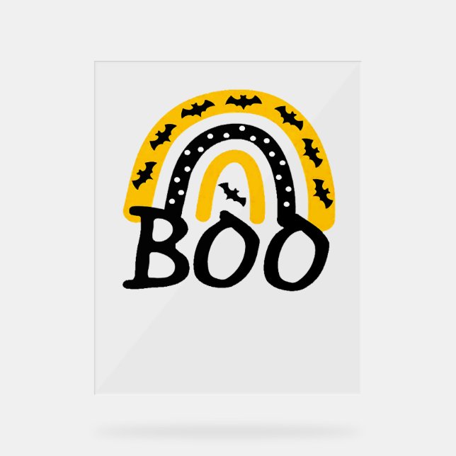 Señal Acrílica Aterrador arcoiris y espeluznante Halloween (Anverso)