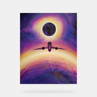Señal Acrílica Avión en ciudad de vuelo y eclipse