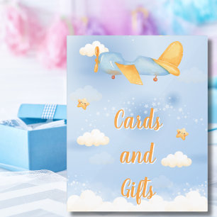 Señal Acrílica Avión, Nubes y Estrellas, Azul, Niño, Lindo