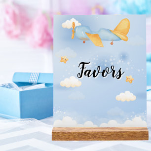 Señal Acrílica Avión, Nubes y Estrellas, Azul, Niño, Lindo 