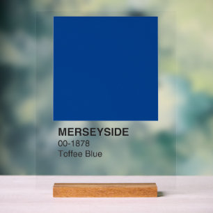 Señal Acrílica Azul del café Merseyside - Fondo claro