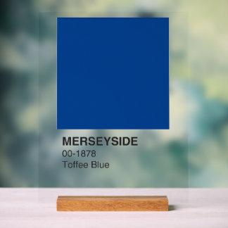 Señal Acrílica Azul del café Merseyside - Fondo claro