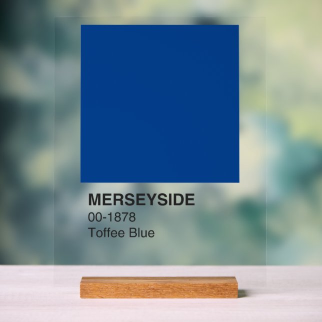 Señal Acrílica Azul del café Merseyside - Fondo claro (Neutral )