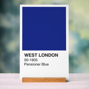 Señal Acrílica Azul pensionista del oeste de Londres - Fondo blan