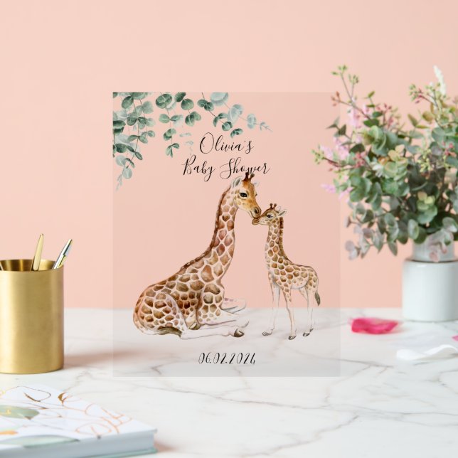 SEÑAL ACRÍLICA BABY GIRAFFE MOMMY GIRAFFE BABY SHOWER (Boda)