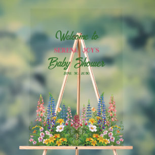 Señal Acrílica Baby Girl Floral Baby Shower