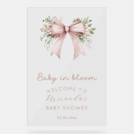 Señal Acrílica Baby In Bloom Pink Bow Chica Baby Shower