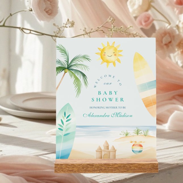 Señal Acrílica Baby on Board Beach Surf Baby Shower (Subido por el creador)