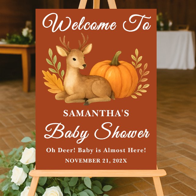 Señal Acrílica Baby Shower Boho Woodland Deer & Pumpkin Fall (Subido por el creador)